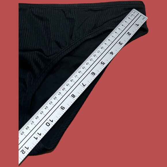 Shade & Shore - Women's Ribbed Hipster Cheeky Bikini Bottom - Black-Large(12-14) - Picture 7 of 14